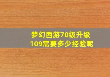 梦幻西游70级升级109需要多少经验呢