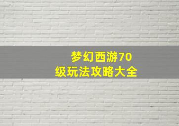 梦幻西游70级玩法攻略大全