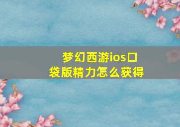 梦幻西游ios口袋版精力怎么获得