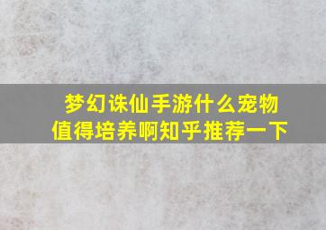 梦幻诛仙手游什么宠物值得培养啊知乎推荐一下