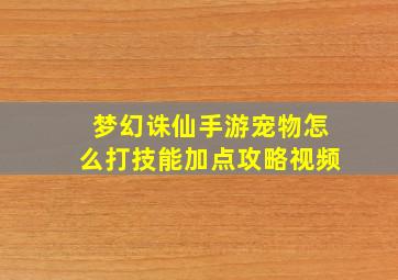 梦幻诛仙手游宠物怎么打技能加点攻略视频