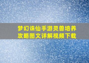 梦幻诛仙手游灵兽培养攻略图文详解视频下载