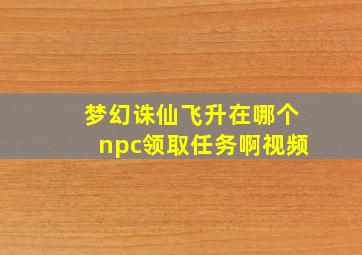 梦幻诛仙飞升在哪个npc领取任务啊视频