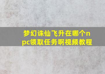 梦幻诛仙飞升在哪个npc领取任务啊视频教程