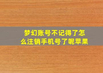 梦幻账号不记得了怎么注销手机号了呢苹果