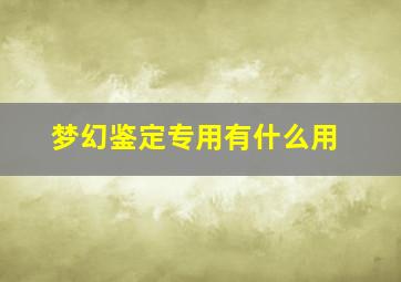 梦幻鉴定专用有什么用