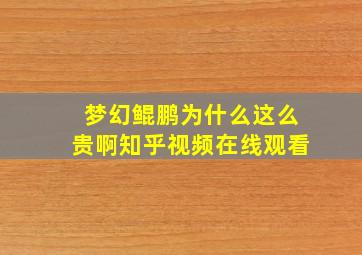 梦幻鲲鹏为什么这么贵啊知乎视频在线观看