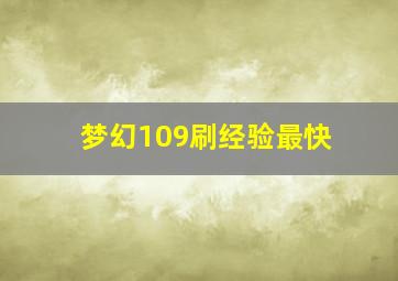 梦幻109刷经验最快