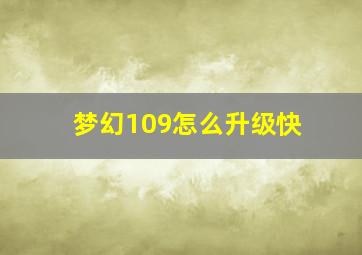 梦幻109怎么升级快