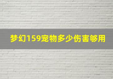 梦幻159宠物多少伤害够用