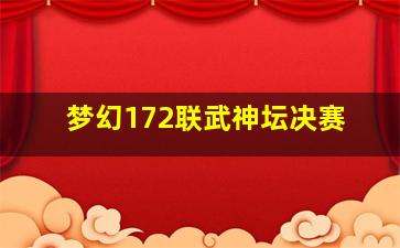 梦幻172联武神坛决赛