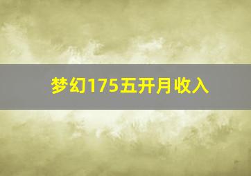 梦幻175五开月收入