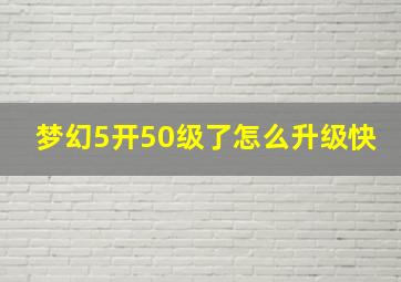 梦幻5开50级了怎么升级快