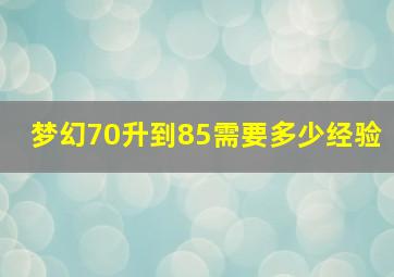 梦幻70升到85需要多少经验