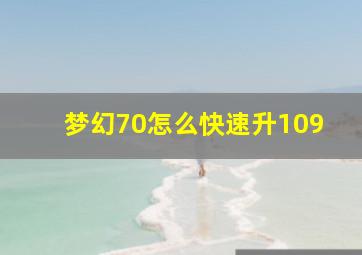 梦幻70怎么快速升109