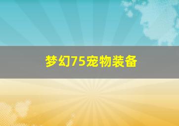 梦幻75宠物装备