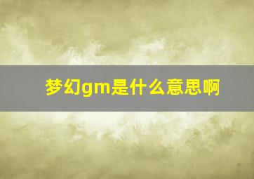 梦幻gm是什么意思啊