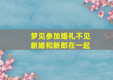 梦见参加婚礼不见新娘和新郎在一起