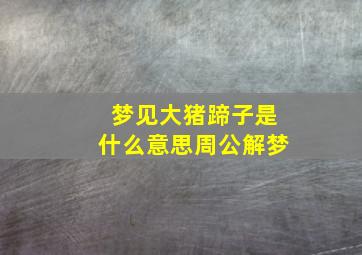 梦见大猪蹄子是什么意思周公解梦