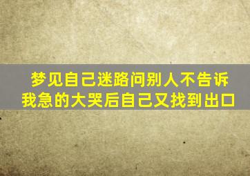 梦见自己迷路问别人不告诉我急的大哭后自己又找到出口