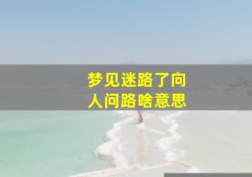 梦见迷路了向人问路啥意思