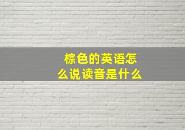 棕色的英语怎么说读音是什么