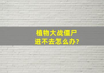 植物大战僵尸进不去怎么办?