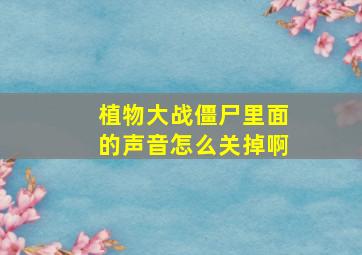 植物大战僵尸里面的声音怎么关掉啊