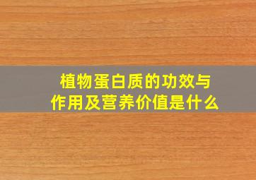 植物蛋白质的功效与作用及营养价值是什么