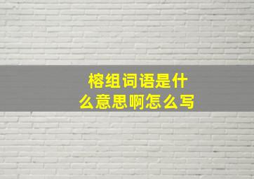 榕组词语是什么意思啊怎么写