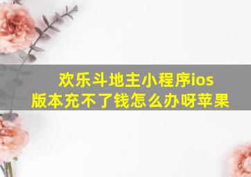 欢乐斗地主小程序ios版本充不了钱怎么办呀苹果