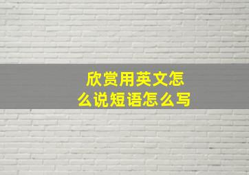 欣赏用英文怎么说短语怎么写