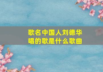 歌名中国人刘德华唱的歌是什么歌曲