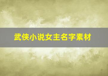 武侠小说女主名字素材