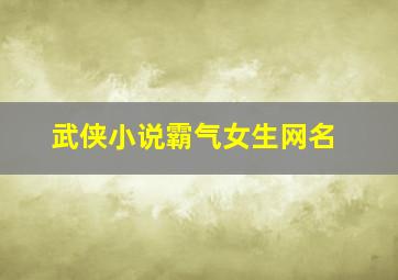 武侠小说霸气女生网名