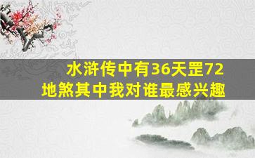 水浒传中有36天罡72地煞其中我对谁最感兴趣