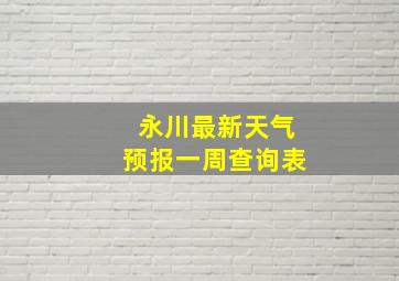 永川最新天气预报一周查询表