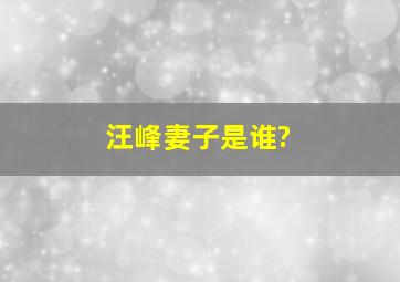 汪峰妻子是谁?