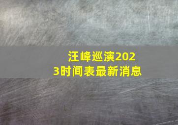 汪峰巡演2023时间表最新消息