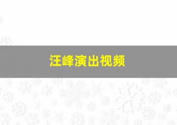 汪峰演出视频