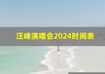 汪峰演唱会2024时间表