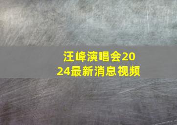 汪峰演唱会2024最新消息视频