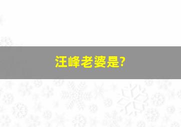 汪峰老婆是?