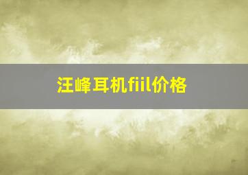 汪峰耳机fiil价格