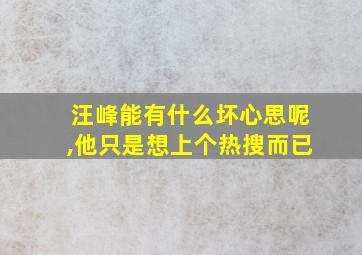 汪峰能有什么坏心思呢,他只是想上个热搜而已