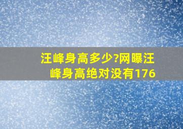 汪峰身高多少?网曝汪峰身高绝对没有176