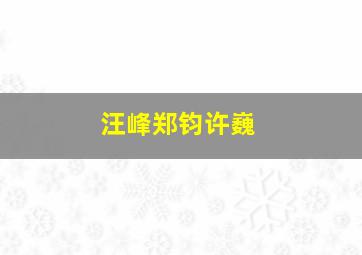 汪峰郑钧许巍