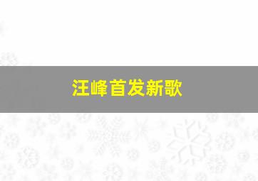 汪峰首发新歌