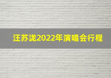 汪苏泷2022年演唱会行程