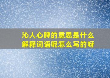 沁人心脾的意思是什么解释词语呢怎么写的呀